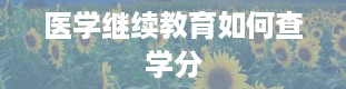 医学继续教育如何查学分