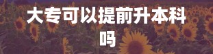 大专可以提前升本科吗