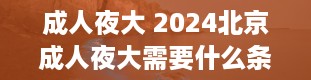 成人夜大 2024北京成人夜大需要什么条件