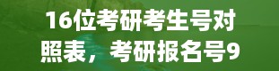 16位考研考生号对照表，考研报名号9位数含义