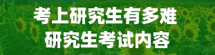 考上研究生有多难 研究生考试内容