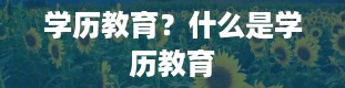 学历教育？什么是学历教育