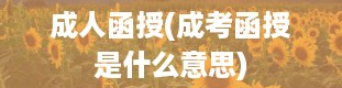 成人函授(成考函授是什么意思)