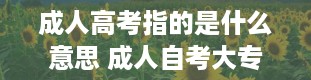 成人高考指的是什么意思 成人自考大专需要什么条件