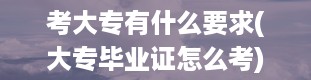 考大专有什么要求(大专毕业证怎么考)