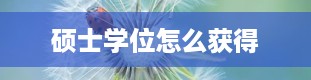 硕士学位怎么获得