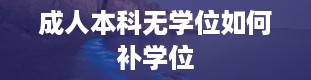 成人本科无学位如何补学位