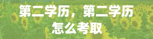 第二学历，第二学历怎么考取