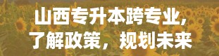 山西专升本跨专业,了解政策，规划未来