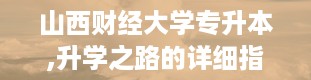 山西财经大学专升本,升学之路的详细指南