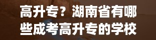 高升专？湖南省有哪些成考高升专的学校