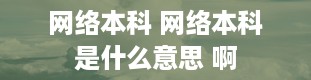 网络本科 网络本科是什么意思 啊