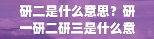 研二是什么意思？研一研二研三是什么意思