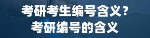 考研考生编号含义？考研编号的含义