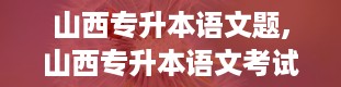 山西专升本语文题,山西专升本语文考试概述