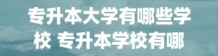 专升本大学有哪些学校 专升本学校有哪些学校