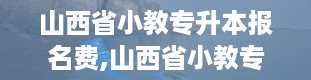 山西省小教专升本报名费,山西省小教专升本报名费详解