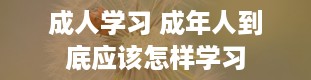 成人学习 成年人到底应该怎样学习