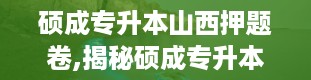 硕成专升本山西押题卷,揭秘硕成专升本山西押题卷的神奇之处