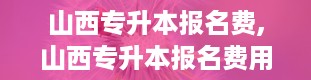 山西专升本报名费,山西专升本报名费用详解