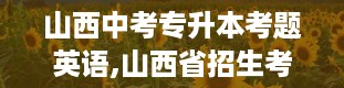 山西中考专升本考题英语,山西省招生考试网官网登录入口