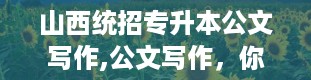 山西统招专升本公文写作,公文写作，你的舞台