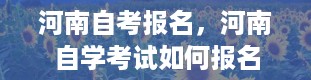 河南自考报名，河南自学考试如何报名