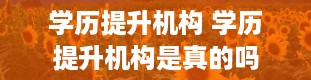 学历提升机构 学历提升机构是真的吗