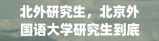 北外研究生，北京外国语大学研究生到底有多难考