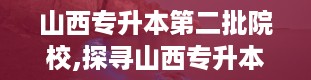 山西专升本第二批院校,探寻山西专升本第二批院校的魅力