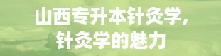 山西专升本针灸学,针灸学的魅力