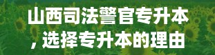 山西司法警官专升本, 选择专升本的理由