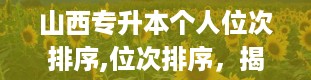 山西专升本个人位次排序,位次排序，揭秘你的“升学密码”