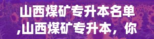 山西煤矿专升本名单,山西煤矿专升本，你了解多少