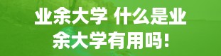 业余大学 什么是业余大学有用吗!