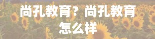 尚孔教育？尚孔教育怎么样