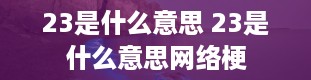 23是什么意思 23是什么意思网络梗