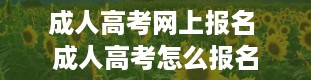 成人高考网上报名 成人高考怎么报名