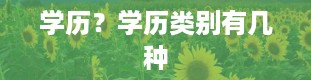 学历？学历类别有几种