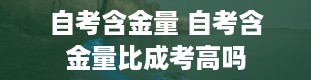 自考含金量 自考含金量比成考高吗