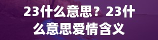 23什么意思？23什么意思爱情含义