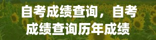 自考成绩查询，自考成绩查询历年成绩