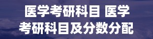 医学考研科目 医学考研科目及分数分配