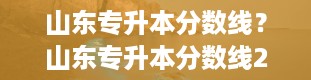 山东专升本分数线？山东专升本分数线2024年公布