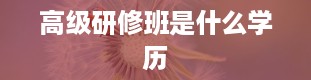 高级研修班是什么学历