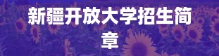 新疆开放大学招生简章