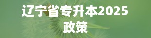 辽宁省专升本2025政策