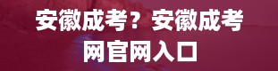 安徽成考？安徽成考网官网入口