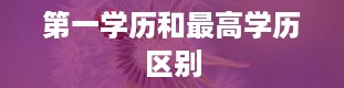 第一学历和最高学历区别