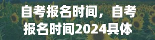 自考报名时间，自考报名时间2024具体时间